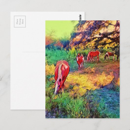 牧場の馬 ポストカード (正面/裏面)