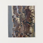 牧場の馬，内モンゴル，中国 タペストリー (正面)