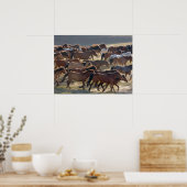 牧場の馬，内モンゴル，中国 ポスター (キッチン)