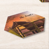 牧場の馬 - 名入れ可能   ペーパーコースター (アングル)