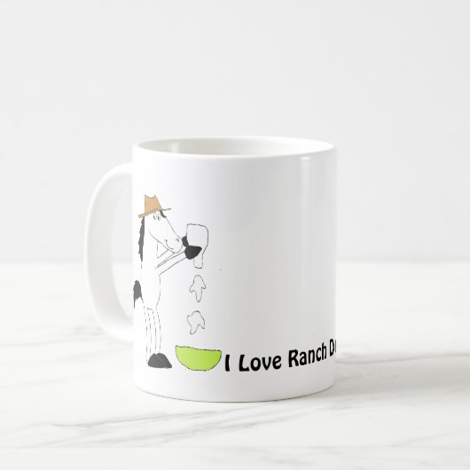 牧場ドレッシングを持つ漫画の馬 コーヒーマグカップ (正面左)