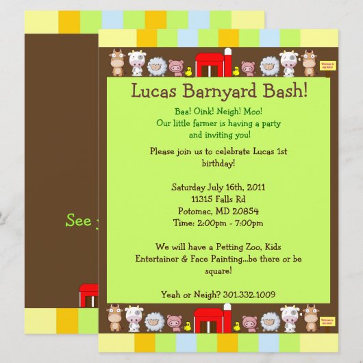 牧場パーティ 招待状 (正面/裏面)