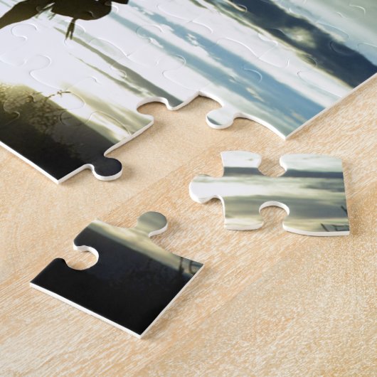 牧場日没の乗馬のカウボーイのシルエット ジグソーパズル (側面)