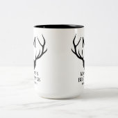 牧場風のモノグラム鹿 ベストマン・ groom へのプロポーズ ツートーンマグカップ (中央)