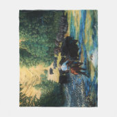 牧場馬、川のアンガスの牛群れはcartooned フリースブランケット (正面)