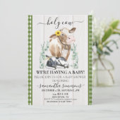 牧場 ホーリーカウ カルベイビー シャワー ギンガムグリーン 招待状 (スタンド正面)