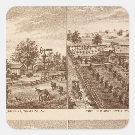 牧場，厩舎，チュラレCo, Cal スクエアシール (正面)