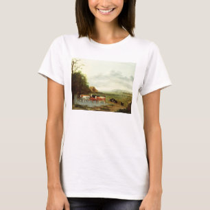 牧夫および牛(canvaとの景色の油 tシャツ