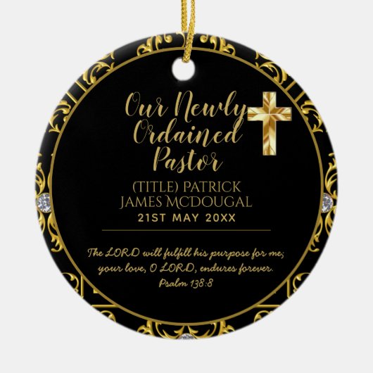 牧師が新たに任命したインスタレーションギフトカスタマイズ セラミックオーナメント (正面)