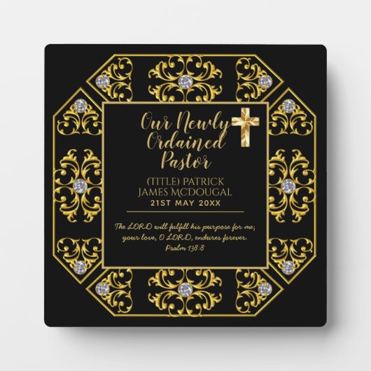 牧師が新たに任命したインスタレーションギフトカスタマイズ フォトプラーク (正面)
