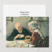 牧師とコーヒーまたは紅茶、ヴィンテージの日常 招待状 (正面/裏面)