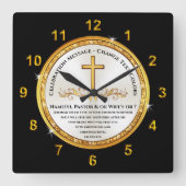 牧師と妻へのキリスト教感謝の賜物 スクエア壁時計 (正面)