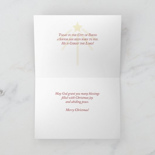 牧師と妻クリスマス恵み赤、金ゴールド星 シーズンカード (内部)