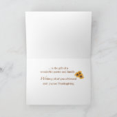 牧師と家族の恵み感謝祭ひまわり カード (内部)