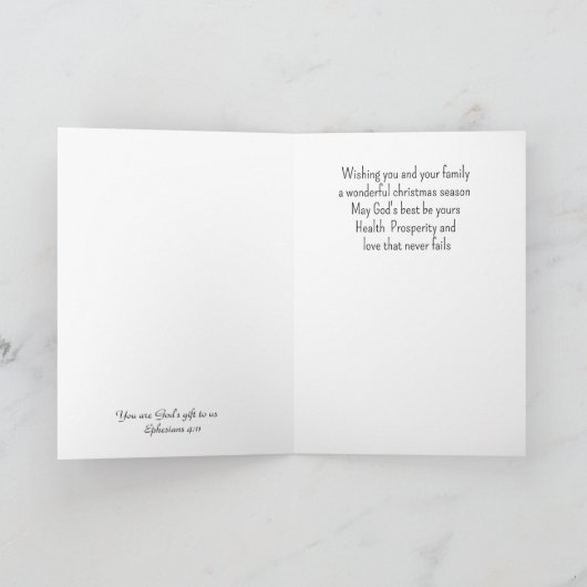 牧師と彼の家族のためのクリスマスカード カード (内部)