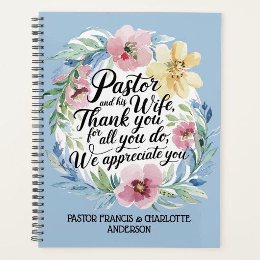 ✝️牧師と牧師の妻の感謝の贈り物名 プランナー手帳 (正面)