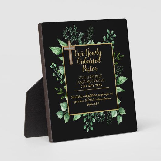 牧師のインスタレーション新たに授与されたギフトカスタマイズ フォトプラーク (正面)