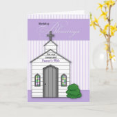 牧師の妻誕生日恵み教会パープル カード (黄色い花)