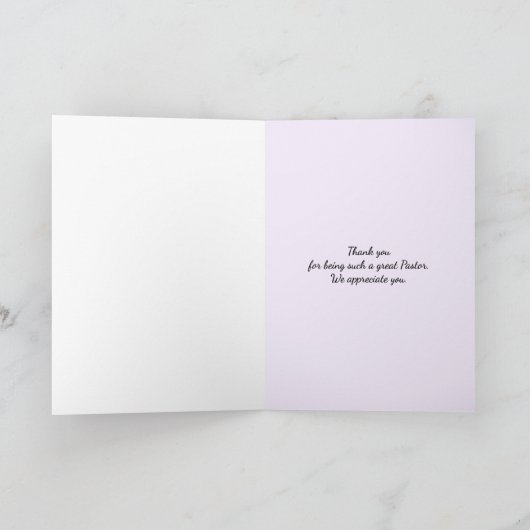 牧師の感謝のしもべハート |ありがとうございます カード (内部)