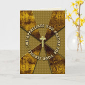 牧師の感謝の日金ゴールドクロス抽象デザイン カード (黄色い花)