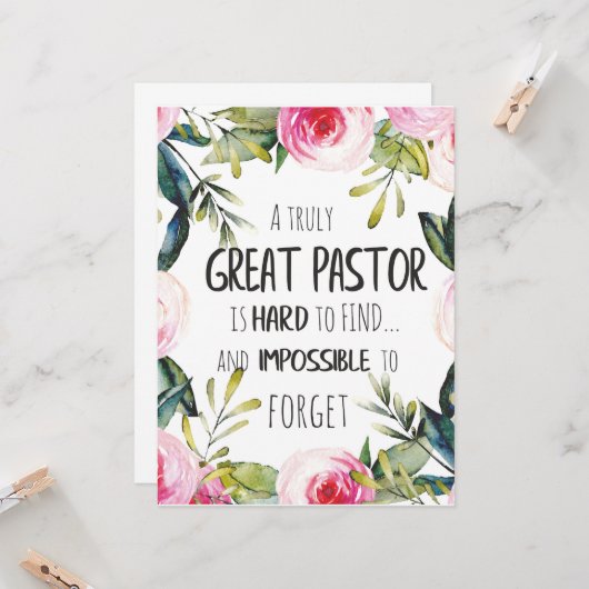 牧師の感謝ギフト牧師ありがとう引用文 カード (正面/裏面インサイチュ)