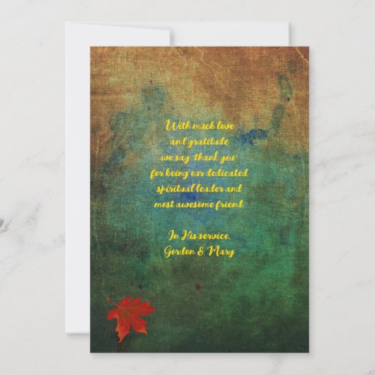 牧師の感謝秋シーンフラットカード 招待状 (裏面)