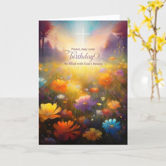 牧師の誕生日に 野の花のクロス カード (黄色い花)