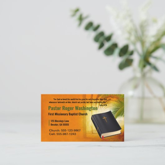 牧師またはディーコン聖書教会の名刺 名刺 (スタンド正面)
