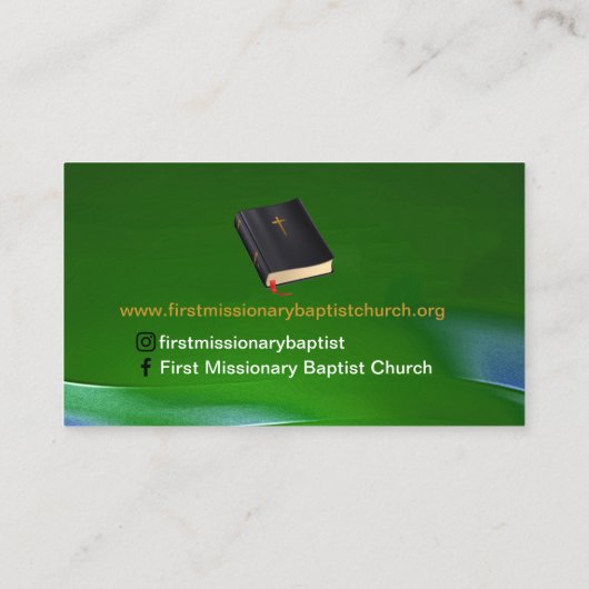 牧師またはディーコン聖書教会の名刺 名刺 (裏面)