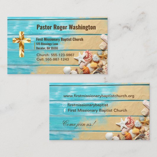 牧師またはディーコン聖書教会の名刺 名刺 (正面/裏面)