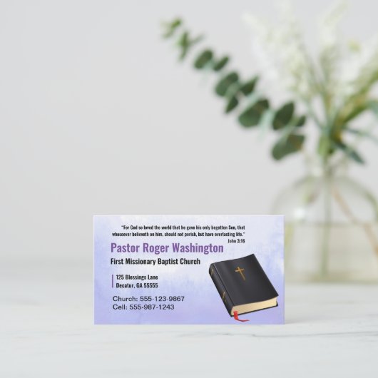 牧師またはディーコン聖書教会の名刺 名刺 (スタンド正面)