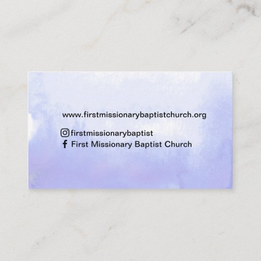 牧師またはディーコン聖書教会の名刺 名刺 (裏面)