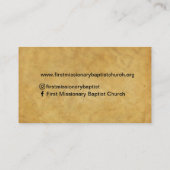 牧師またはディーコン聖書教会の名刺 名刺 (裏面)