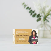 牧師またはディーコン金ゴールド大理石フォトチャーチビジネス 名刺 (スタンド正面)