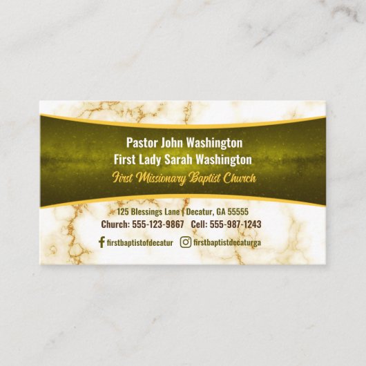 牧師エレガントとファーストレディ・マーブル教会 名刺 (正面)