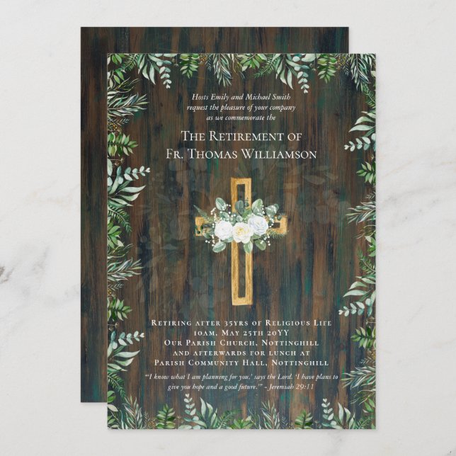 牧師デアコン牧師の退職バラ (正面/裏面)