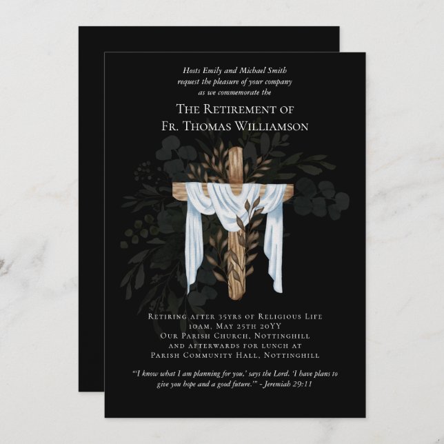 牧師デアコン牧師の退職招待状 (正面/裏面)