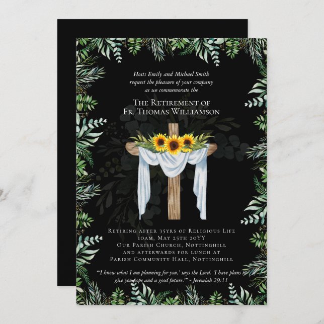 牧師デアコン牧師の退職招待状 (正面/裏面)