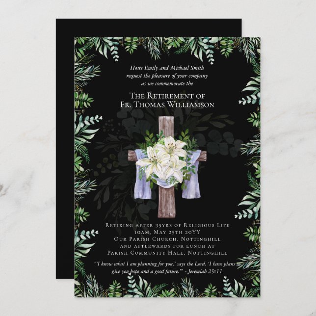 牧師デアコン牧師の退職招待状 (正面/裏面)