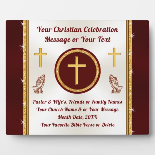 牧師パーソナライズされたのための豪華なキリスト教礼拝堂 フォトプラーク (正面)
