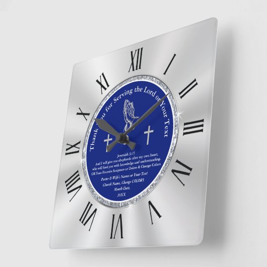 牧師パーソナライズされた賞状アイディア スクエア壁時計 (傾斜)