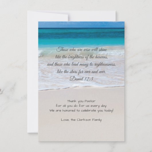 牧師モダンの感謝ビーチシーン聖なる書物、 経典 サンキューカード (正面)