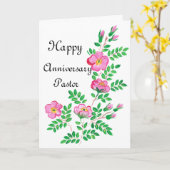 牧師向けの折り紙の記念カード (Happy Anniversary) カード (黄色い花)