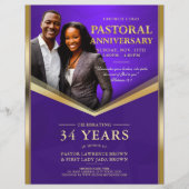 牧師就任記念 紫と金フレームの教会 チラシ (正面)