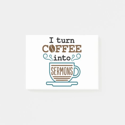 牧師、コーヒーを説教に変える ポストイット (正面)