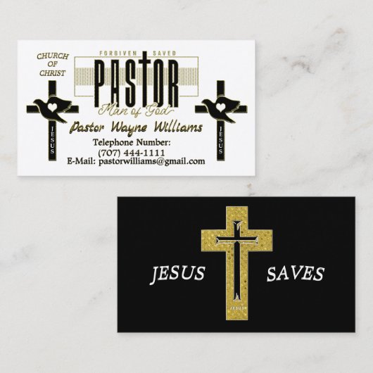 牧師/教会パーソナライズされた 名刺 (正面/裏面)