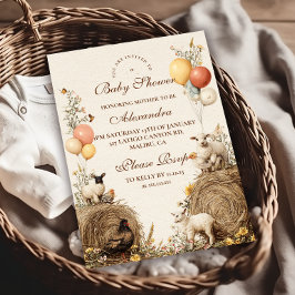 牧歌的なカントリーサイドバーンベビーシャワー 招待状