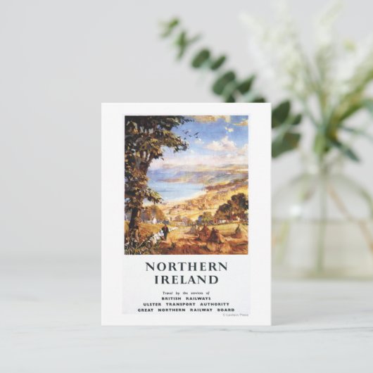 牧歌的なシーン人と犬の英国鉄道 ポストカード (スタンド正面)