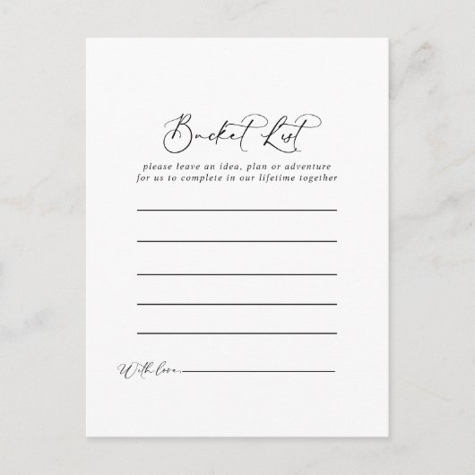 牧歌的なスタイリッシュ書道バケットリストカード ポストカード (正面)