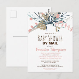 牧歌的なパステルボタニカルベイビーシャワー メールでの招待状 ポストカード